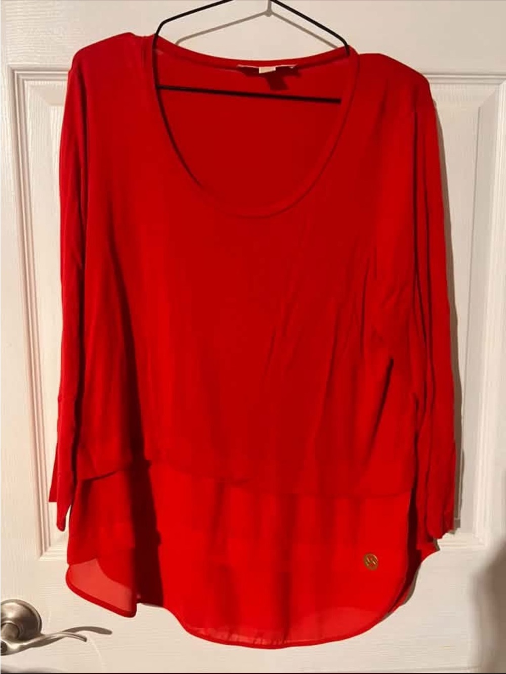 Michael Kors Red Layered Long-Sleeve Tunic